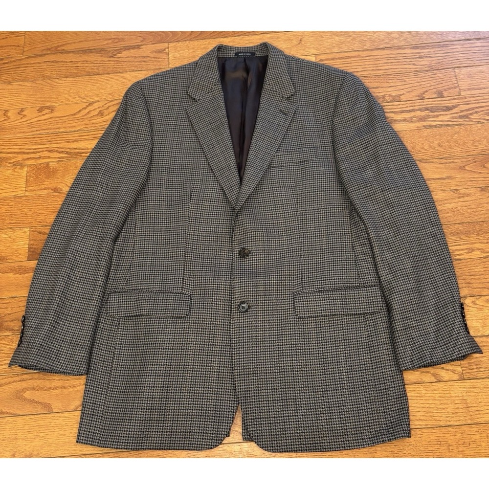 Ralph Ralph Lauren Men Wool Houndstooth Blazer Sz 42 L Brown Sport Coat
